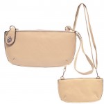 9043 - CREAM PU LEATHER WRISTLETS / CROSS BODY BAG 